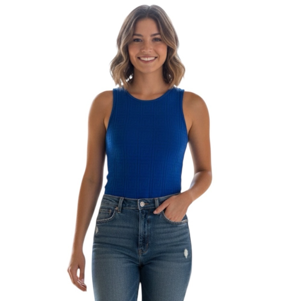 FCT Basic Woman’s Blue Sleeveless Bodysuit Size X-Large